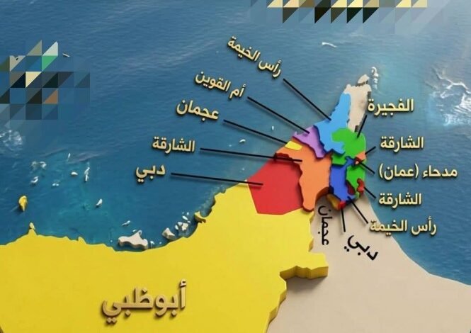 تفاصيل-خريطة-حكم-الإمارات-السبع-وتوزيع-6-عائلات-مالكة-على-أراضيها